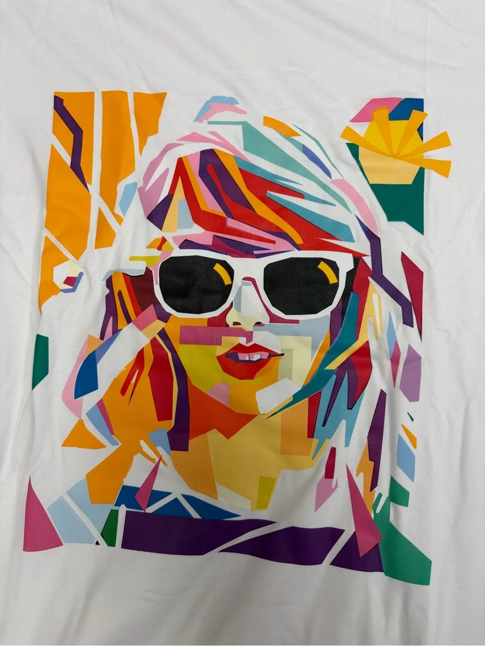White Girls' Ruffle-Hem Nightgown with Colorful Pop Art Print